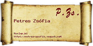 Petres Zsófia névjegykártya